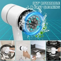 ZUPTIX Multi-Functional Electric Cleaning Brush 5 in 1 Magic Power Scrubber Household Cleaning Tools Spin Scrubber with Buffer Polisher, for Bathroom, Shower, Tub, Kitchen Floor
