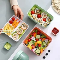 Cazuela Portable Plastic Salad Box, 3-Compartment Lunch Box Food Storage Container with Lunch Box (Blue)