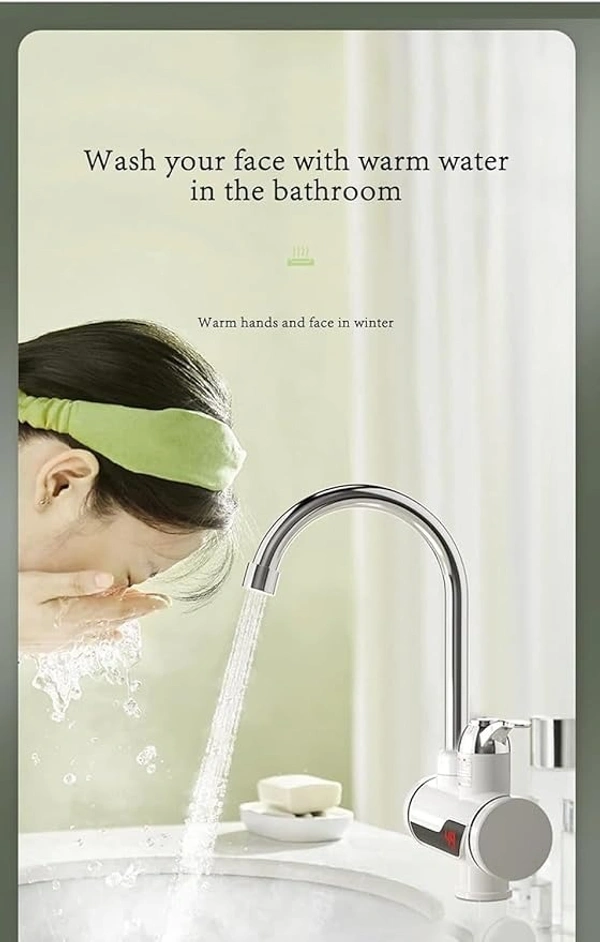 Instant Electric Water Heaters Faucet Tap Hot Tap Home-Kitchen Water Heating Instantaneous Water Heater Tank less for Tap,LED Electric Head Water Heater (3000W) (MULTI)