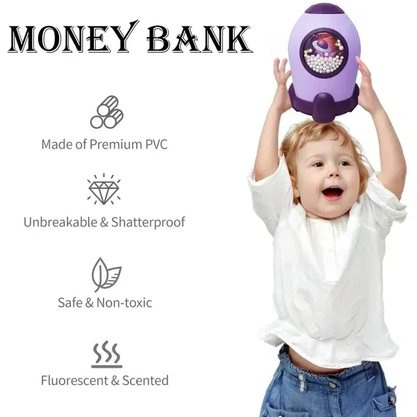 Space Piggy Bank for kids with lock and key,Birthday and Return gifts Space Piggy Bank