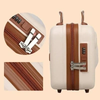 Women Small Hard Shell Cosmetic Bag 14 Inch /16 Inch Cute Bear Beauty Makeup Bag Organizer Cartoon Travel Suitcase Luggage Storage Bag, Beige, Small (14 Inch)