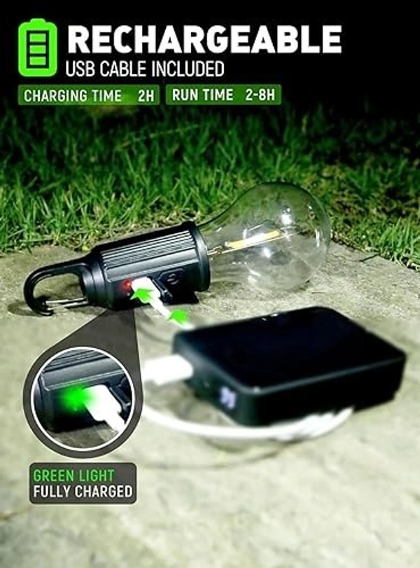  Multipurpose Portable Utility Bulb Camping Light Portable Outdoor Tent Light Bulbs - Clip Hook | Camping Tent Bulb 3 Modes | Battery Powered | Emergency Light Gear for Hiking (Pack of 1)