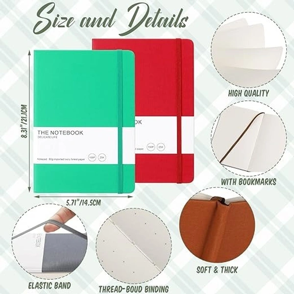 A5 Diary Inch Journal Smooth PU Leather Grid Notebook with Thick Paper