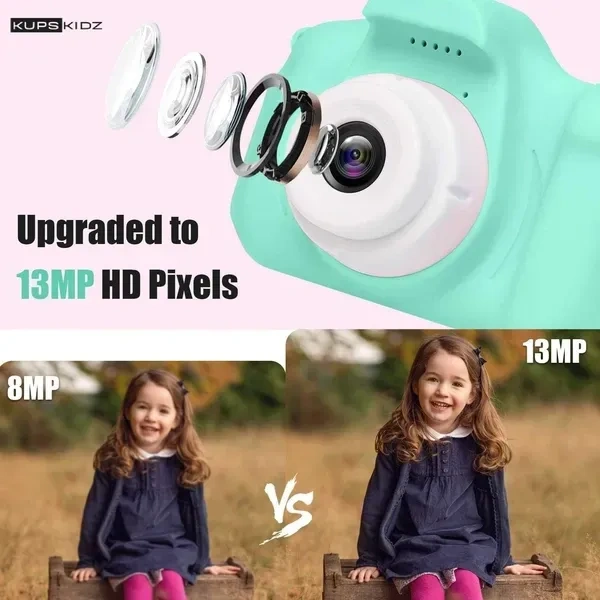 KUPSKIDZ Kids Camera Toy, Children Camera Toys for Kids Age 3-12, Christmas/Birthday Gifts for Kids, 1080P HD Video Kids Digital Camera, Gift for 3 4 5 6 7 8 9 10 11 12 Year Old Girl & Boys (Pink)