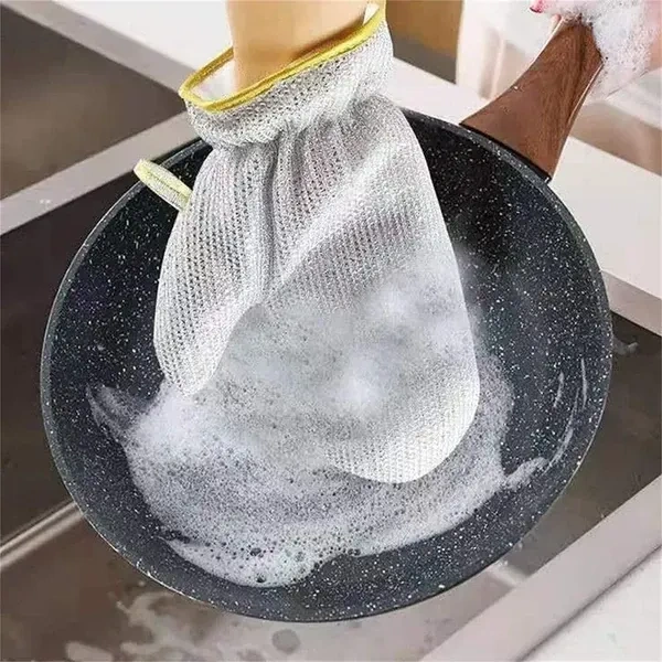 R.O.H.C steel Wired Dishwashing Gloves - Gloves for Washing Utensils, Hand Gloves for Dish Washing, Durable Gloves for Cleaning, Multi-Purpose Cleaning Gloves for Bathroom Tiles one pair