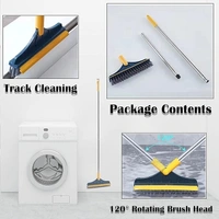 FIGMENT 2 in 1 Bathroom Cleaning Brush with Wiper Tiles Cleaning Brush Floor Scrub Bathroom Brush with Long Handle 120° Rotate Bathroom Floor Cleaning Brush Home Kitchen Bathroom Cleaning Accessories