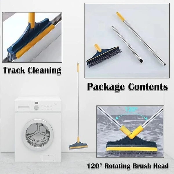 FIGMENT 2 in 1 Bathroom Cleaning Brush with Wiper Tiles Cleaning Brush Floor Scrub Bathroom Brush with Long Handle 120° Rotate Bathroom Floor Cleaning Brush Home Kitchen Bathroom Cleaning Accessories