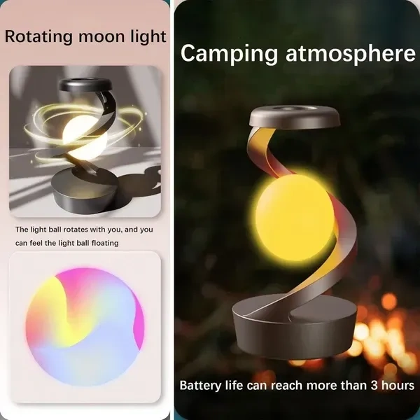 Ar Goods Suspended Rotating Light Ball Lamp with Mobile Phone Wireless Charging Night Lamp