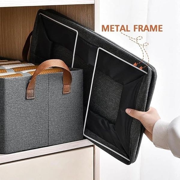 Innovative Mart 26L Foldable Storage Box with Handle Rectangle Wardrobe Storage Baskets Fabric Closet Storage Box for Jeans, Bra, Panty, Tshirts and Saree