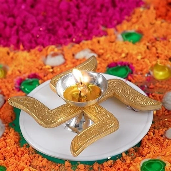 Brass Swastik Diya for Pooja | Diwali Pooja Decoration | Brass Diya for Pooja | Akhand Diya I Corporate Gifts for Diwali