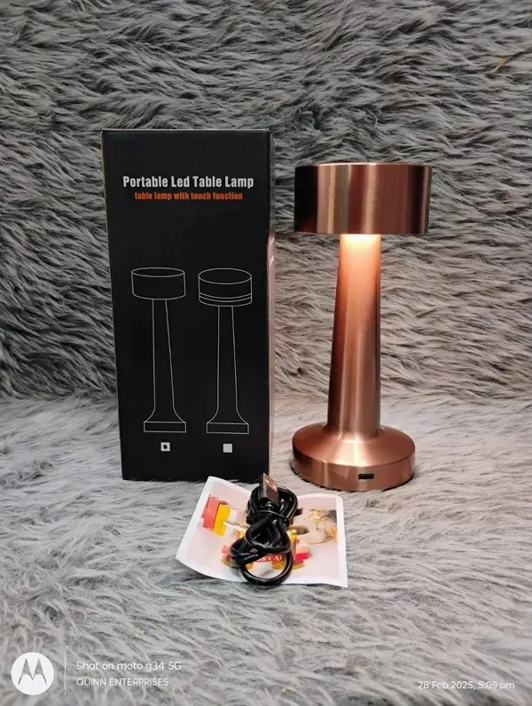 SPARC LIGHTS® Barbell (Touch Sensor) Table Lamp with 3 LED Changing Colors in a (Rose Gold) Finish Metalic Body