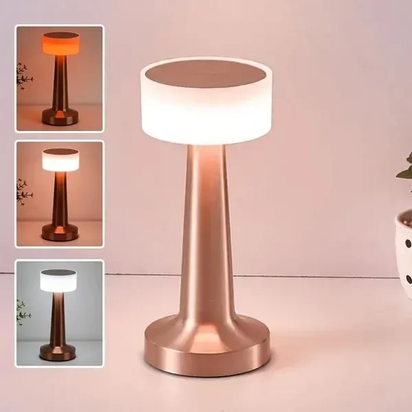 SPARC LIGHTS® Barbell (Touch Sensor) Table Lamp with 3 LED Changing Colors in a (Rose Gold) Finish Metalic Body