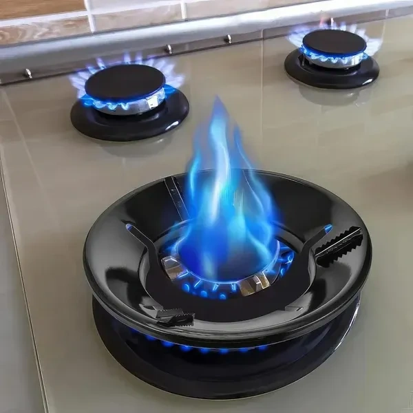 SR Black Gas Saver Burner Stand Gas Chula Burner Gas Saver Stand Jali Ring Fire & Windproof Energy Saving, Gas Chula Support Stand 4 Legs Supported For Indian Gas 0.7Mm (Pack Of 1) Black - Metal