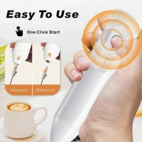 Rechargeable Milk Frother – Handheld Electric Coffee Frother with USB-C Charging, 3-Speed Stainless Steel Whisk for Lattes, Matcha, Hot Chocolate, and Frappe