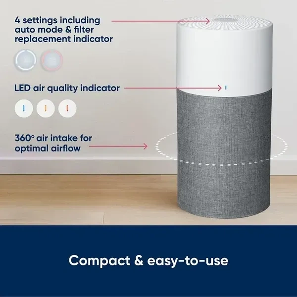 BLUEAIR Air Purifiers for Bedroom Air Purifiers for Home Air Purifiers for Pets Allergies Air Cleaner, Smart Air Purifier Virus Air Purifier for Dust Mold Smoke Odor Kitchen Air Purifier Blue 311i Max