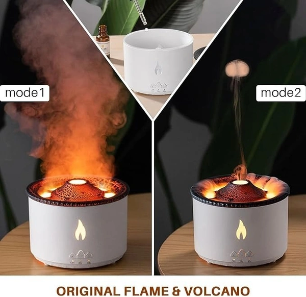 ZUMIE Ultrasonic Volcano Flame Humidifier Original Flame Diffuser Volcano Lamp Aroma Diffuser For Essential Oils Diffusers, Small Fireplace Humidifier Fire Oil Diffuse For Home Large Room Kids Bedroom
