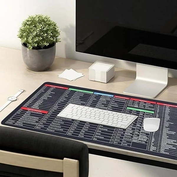 Shortcut Keyboard Mat - Large Anti-Slip Mouse Pad for Desk, Quick Key Oversized Rubber Desktop Accessories, Ergonomic Soft Surface for Gaming and Office Use (80x30 cm)