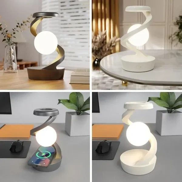 Ar Goods Suspended Rotating Light Ball Lamp with Mobile Phone Wireless Charging Night Lamp