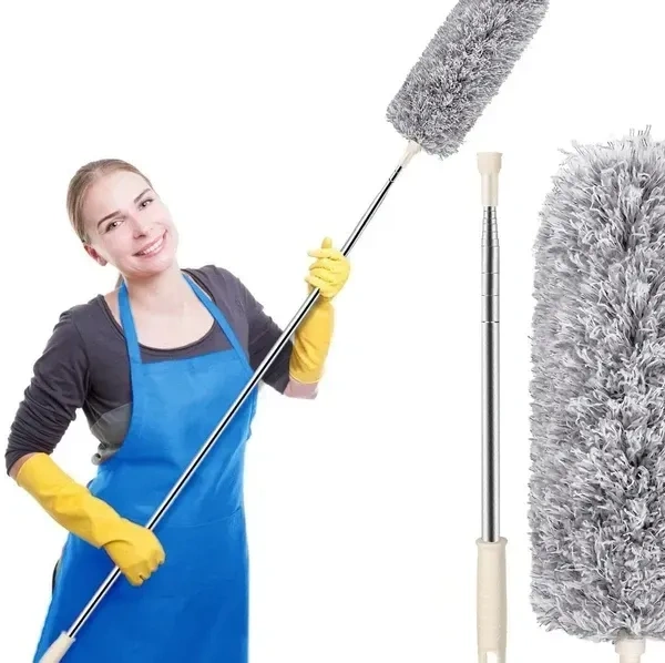NAARI VILLA Spider Web, Cobweb, Ceiling Fan, Roof, Car Cleaner Telescopic Duster with 8 Feet Long Heavy Steel Rod (Grey), Useful Product for Home, Office, Restaurant and Banquet Halls
