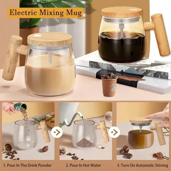 Self Stirring Electric Automatic Mixing Coffee Cup with Lid for Various Purposes Coffee/Milk/Juice/Protein Powder at Home/Office/Travel. (400 ml)
