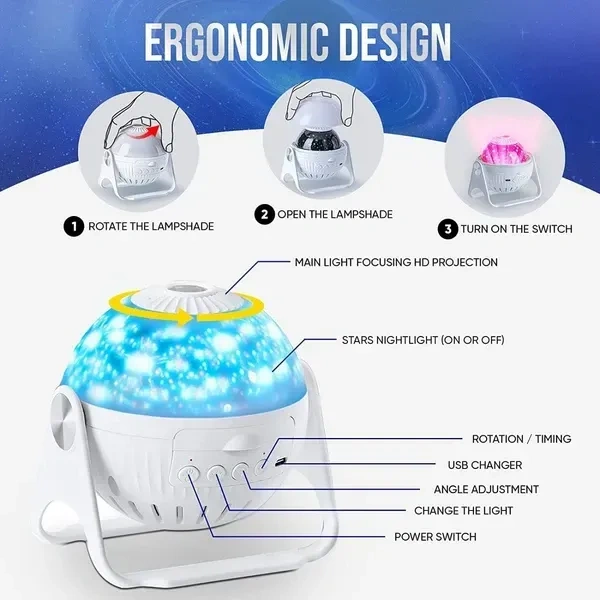 6 In 1 Projection Galaxy Star Lamp