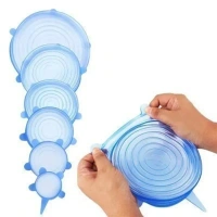 Silicone Stretch Lids, Multi Size Reusable Silicone Lids Food And Bowl Covers, Dishwasher And Freezer Safe (Color May Vary) (Pack Of 6 Pcs), 10x10x2 Cm