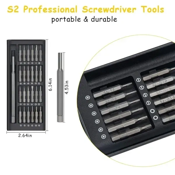 24 in 1 Mini Screwdriver Set with Case, Small Screwdriver Set of Flathead Screwdrivers Magnetic Micro Screwdriver Kit, Screwdriver Set for Electronics、Jewelers, PC, Glasses, Watch. Phone