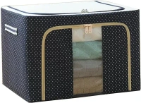 66 litres Foldable Oxford Cloth Storage Bags Box Organisers with Steel Frame for Comforter, Bedding, Clothes Anti dust, Moisture Proof Storage Box with Clear Window