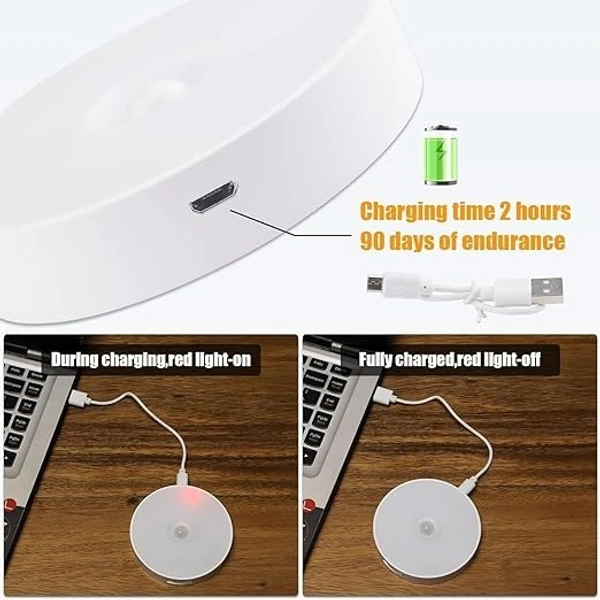 Chillyfit Motion Sensor Light Home (Pack Of 4) With Usb Charging Wireless Self Adhesive Led Body Induction Lamp Sensor Light Wardrobe Lights With Sensor Night Light Cupboard Stairs, 8.6 Cm, White