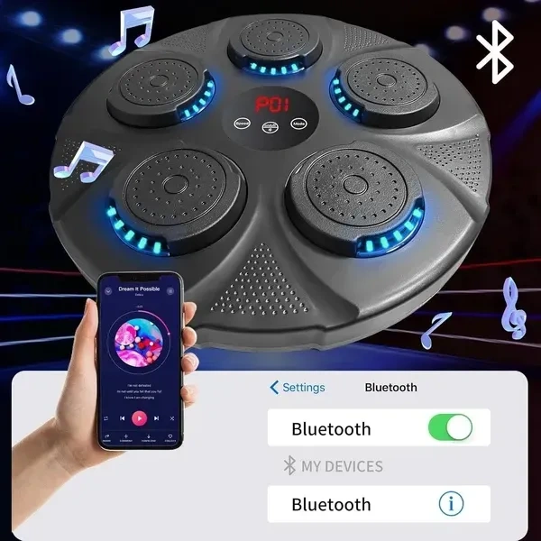 Electronic Music Boxing Machine, Boxing Training Punching Equipment, Wall Mounted Boxing Machine, Smart Boxing Target for Home Workout with Bluetooth 6 Lights for Adults/Home