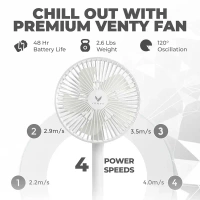 Drake 3 Speed Adjustable Folding Telescopic Table Fan, Rechargeable Mini Folding Fan Cooling Portable Mini Electric Outdoor Fan