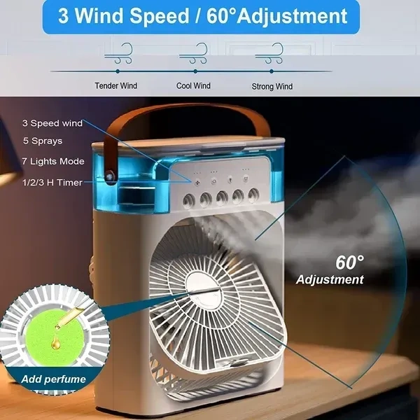 USB Portable Air Conditioner Fan | Personal Air Cooler | Mini Air Conditioner Evaporative Air Cooler Water | Desk Fan Best Office | Mini Computer Cooling Fan