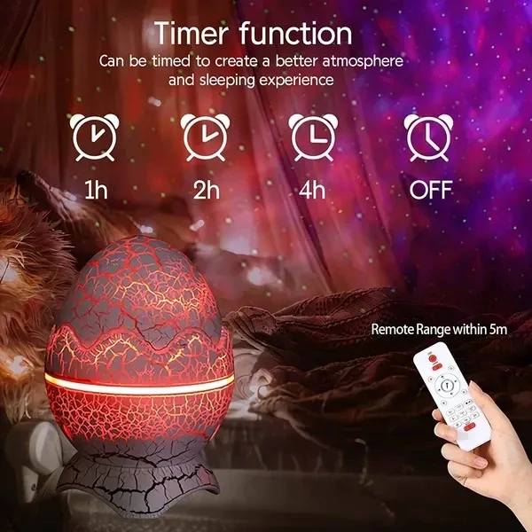 ELEPHANTBOAT® 2 in 1 Star Projector Light Music Speaker Creative Dinosaur Egg Galaxy Star Projector Bluetooth Starry Light with Preset White Noise Galaxy Star Projector, Support Timer & Remote Control