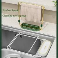 Kitchen Sink Food Waste Collector Mesh Collapsible Drainer Foldable Design Sink Strainer with 50 Filter Net Mesh Bag Hanging Net Drain Basket Leftovers Soup Sink GarbageStorage Rack Holder