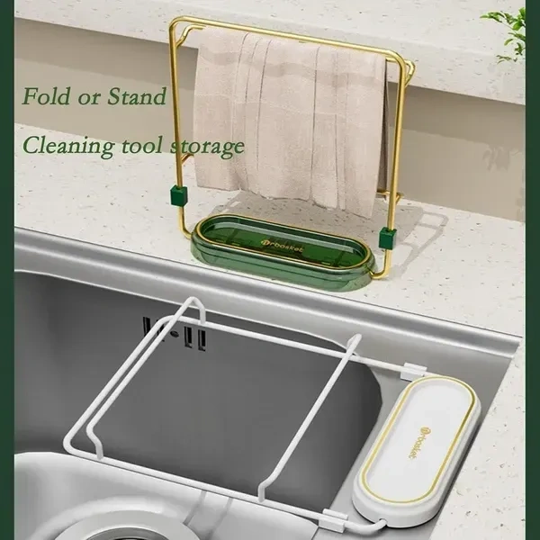 Kitchen Sink Food Waste Collector Mesh Collapsible Drainer Foldable Design Sink Strainer with 50 Filter Net Mesh Bag Hanging Net Drain Basket Leftovers Soup Sink GarbageStorage Rack Holder