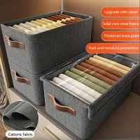 IQS Enterprise 26 Litre Storage Box With Lid Clothes Storage Box With Lid Folding Storage Box With Handles Durable Clothes Basket For Blanket Space-saving Storage And Organizer For Wardrobe (1 pcs)