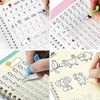 SHOPPOSTREET Sank Magic Practice Copybook, (4 BOOK + 10 REFILL+ 2 Pen +2 Grip) Number Tracing Book for Preschoolers with Pen, Magic Calligraphy Copybook Set Practical Reusable Writing Tool Simple Hand Lettering