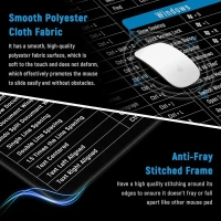 Shortcut Keyboard Mat - Large Anti-Slip Mouse Pad for Desk, Quick Key Oversized Rubber Desktop Accessories, Ergonomic Soft Surface for Gaming and Office Use (80x30 cm)