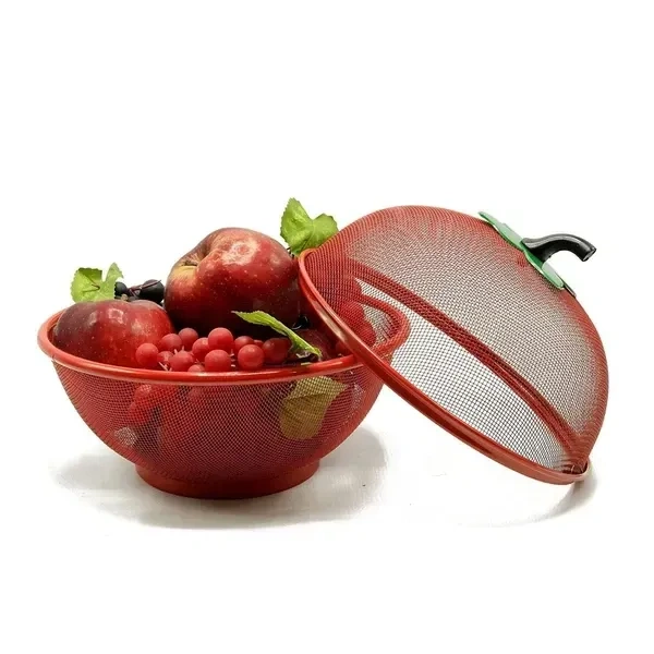 Apple Shape Net Basket Fruit & Vegetable Basket with Net Cover Apple Shape Fruits Vegetables Storage OrganizerBasket for Kitchen