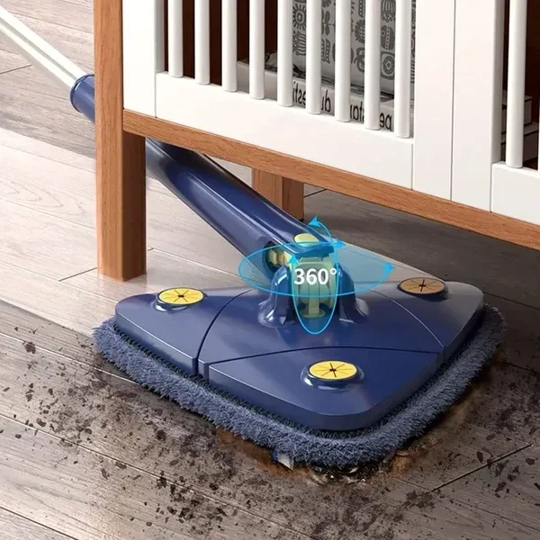 COFENDY 360° Rotatable Adjustable Triangle Cleaning Mop with Stainless Steel Long Handle Push-Pull Squeezing Cleaning Mop Dry & Wet Mop Floor Windows Ceiling