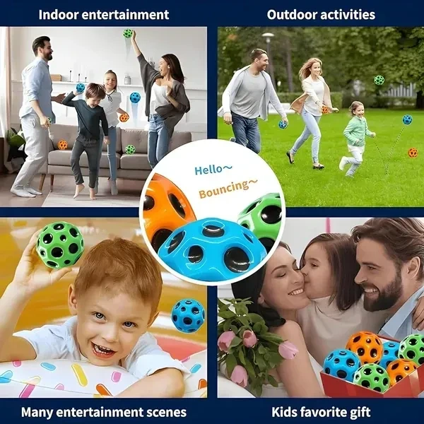 VR Creatives Super High Bouncing Ball, Super Hot Moon Ball and Space Balls for Kids and Adults,Improve Hand-Eye Coordination Bubble Ball Space Galaxy Bouncy Ball Easy to Grip and