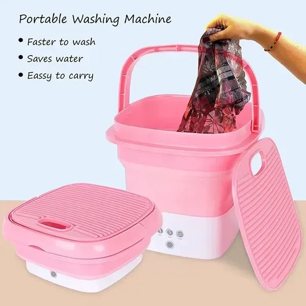 Portable Foldable Mini Top Loading Washing Machine 2kg with Spinner and Dryer for Baby Clothes, Semi Automatic Bucket Washer with Modes for Home, Travel