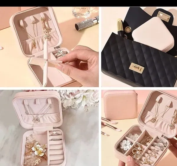 AUGEN Poratble Mini PU Leather Small Jewelry Box, Travel Portable Jewelry Case for Ring, Pendant, Earring, Necklace, Bracelet Organizer Storage Holder Boxes - C21