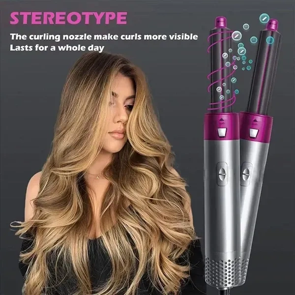 5 in 1 Hot Air Styler Hair Dryer Comb Multifunctional Styling Tool for Curly Hair Machine for Straightening Curling Drying Combing Scalp Massage Styling (Multicolor Pack of 1)