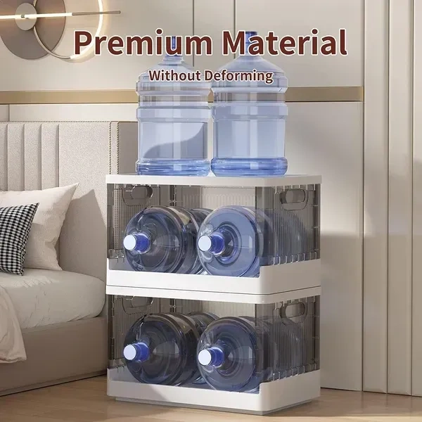 Folding Storage Boxes Set 50L Collapsible Storage Bins,Foldable Stackable Plastic Storage Boxes For Organizing with Double Doors & Secure Buckle for Home, Office, Bedroom
