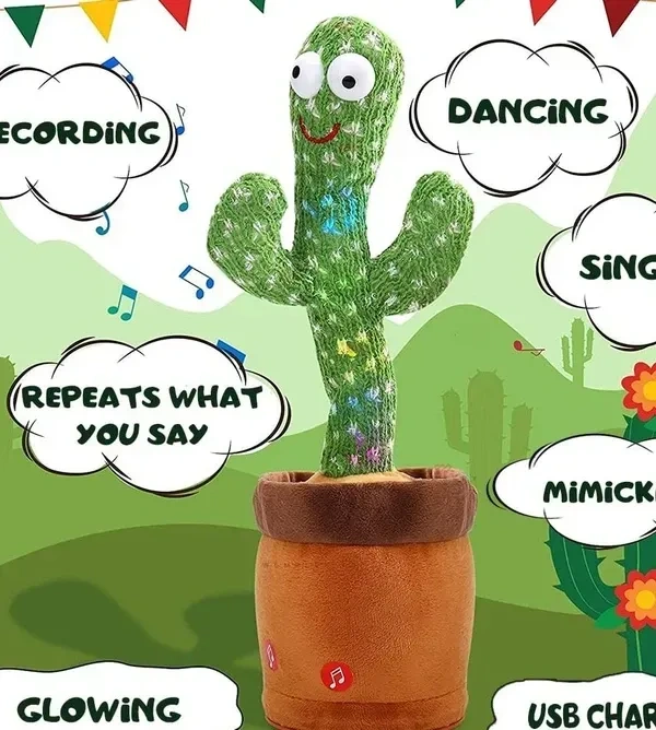 Wembley Toys Talking Cactus for Kids Dancing Cactus Toys Can Sing Wriggle & Singing Recording Repeat What You Say Funny Education Toys Playing Home Decor Items for Kids,Green