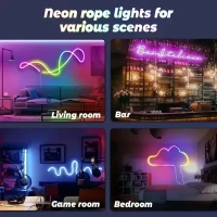 Gesto 5 Meter Smart Neon Strip Lights with Adaptor – Remote and Mobile App Controlled,Music Sync RGB Lights with Alexa,Google | Multicolor LED Lights for Home Decoration,Diwali Decoration,PC,Gaming