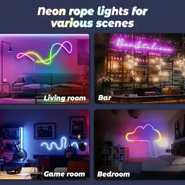 Gesto 5 Meter Smart Neon Strip Lights with Adaptor – Remote and Mobile App Controlled,Music Sync RGB Lights with Alexa,Google | Multicolor LED Lights for Home Decoration,Diwali Decoration,PC,Gaming