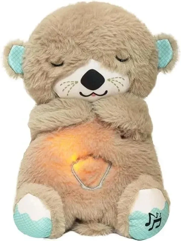 KRISHTI Breathing Teddy Bear Plush Sound Machine Baby Gift with Music, Lights & Breathing Motion Infant Toys for Newborns Soft Breathing Stitch Teddy, Soothing Portable Otter for Childrens(Otter-Toy)