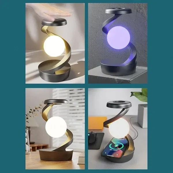 Ar Goods Suspended Rotating Light Ball Lamp with Mobile Phone Wireless Charging Night Lamp